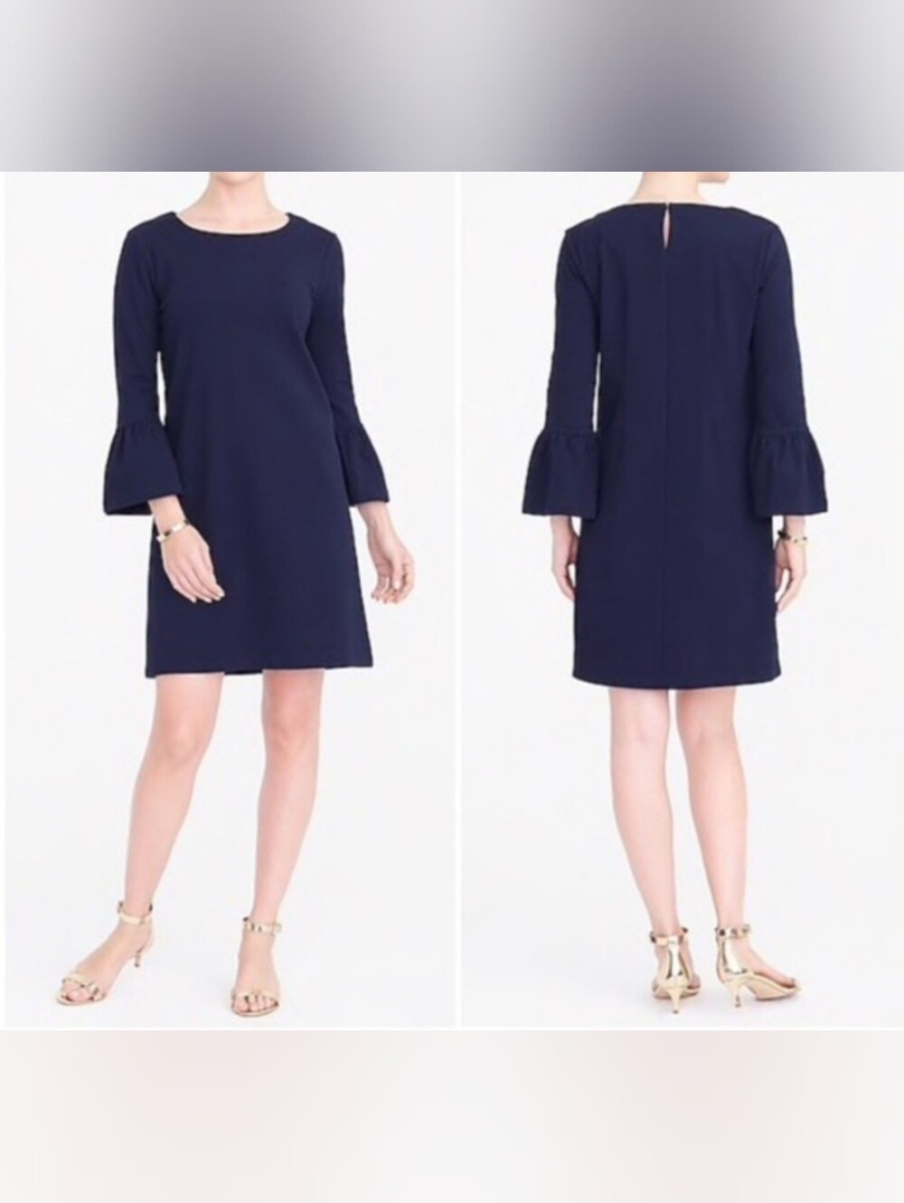 J.crew navy blue dress medium flutter sleeve minimalist feminine